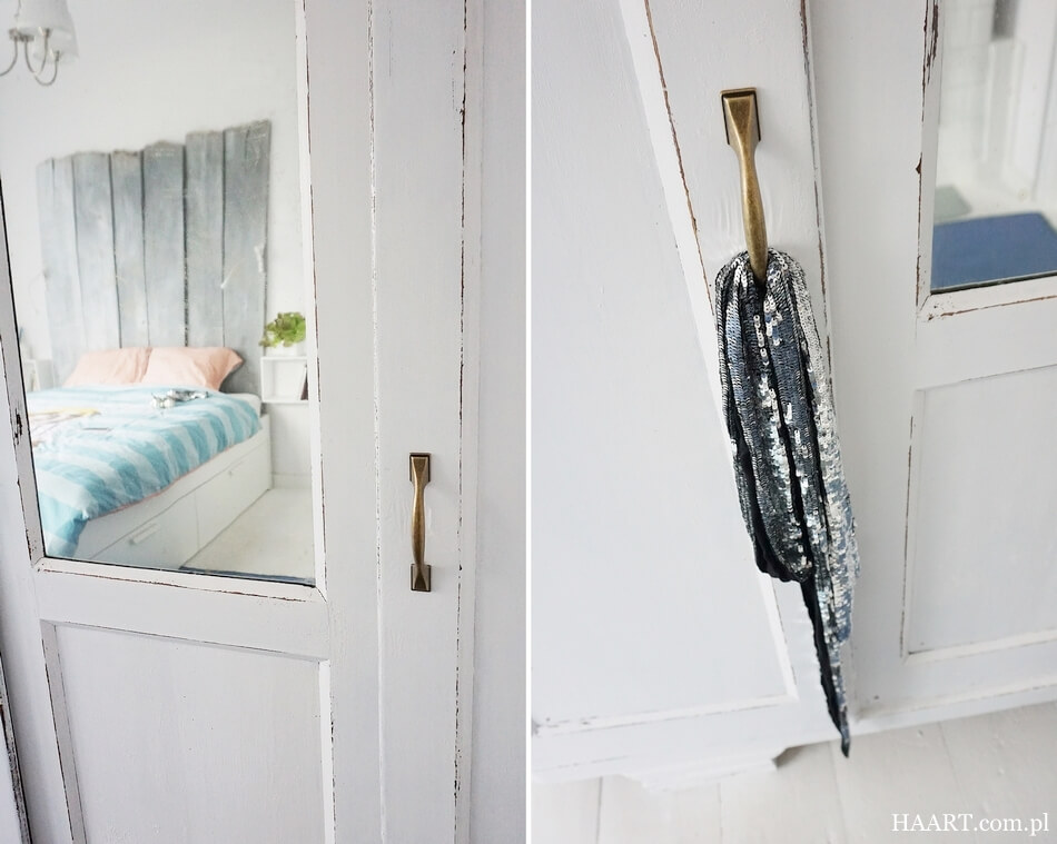 jak odnowić starą szafę, efekt shabby chic w sypialni