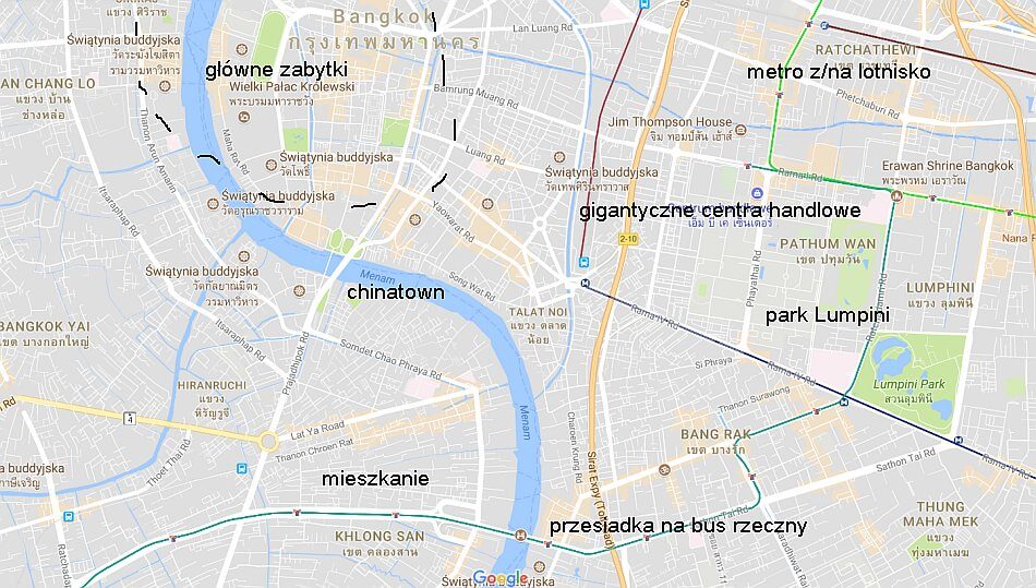 bangkok mapy google atrakcje