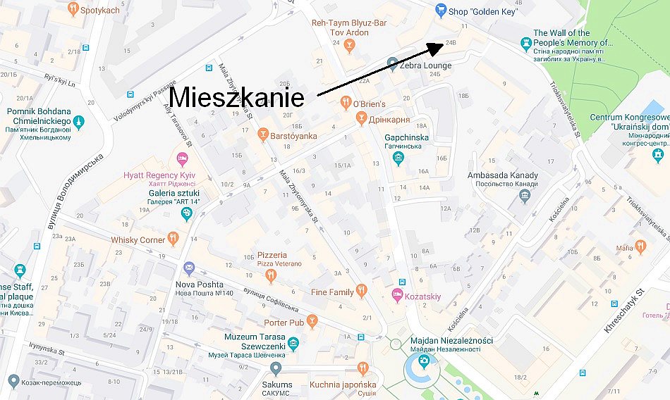 mapy google kijów lokalilzacja mieszkania airbnb