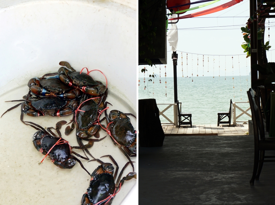 kraby w restauracji przy plaży, tajlandia