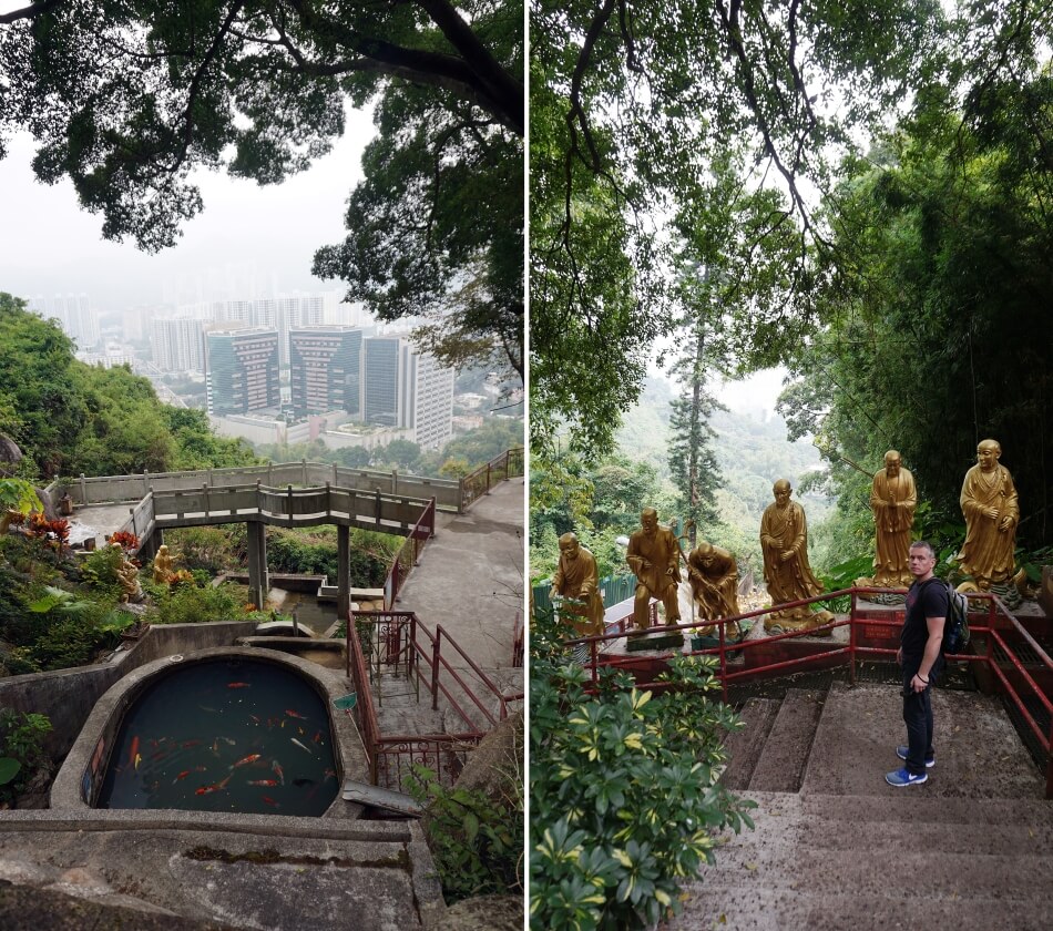 Atrakcje Hong Kongu klasztor 10000 Buddów, widok na miasto