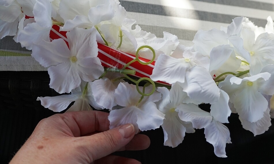 kwiaty na kole hula hop ozdoba weselna diy