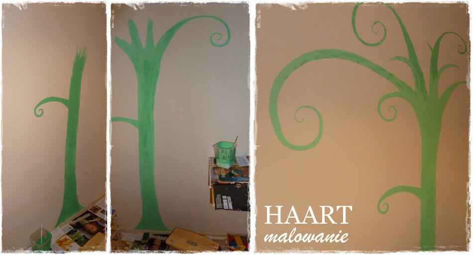 bajkowe drzewo w pokoju dziecięcym na ścianie, malowanie drzewa