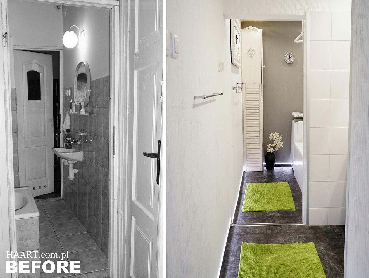 remont łazienki w starym drewnianym domu, before after, prace remontowe, samodzielny remont, elektryka, glazura, terakota, malowanie, sufit podwieszany, wentylacja - haart.pl blog diy zrób to sam