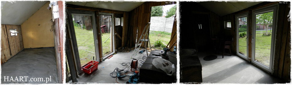 remont przybudówki w drewnianym domu, wymiana drzwi i okien