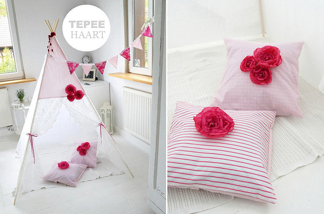 różowe teepee, szycie, namiot tipi dla dziecka