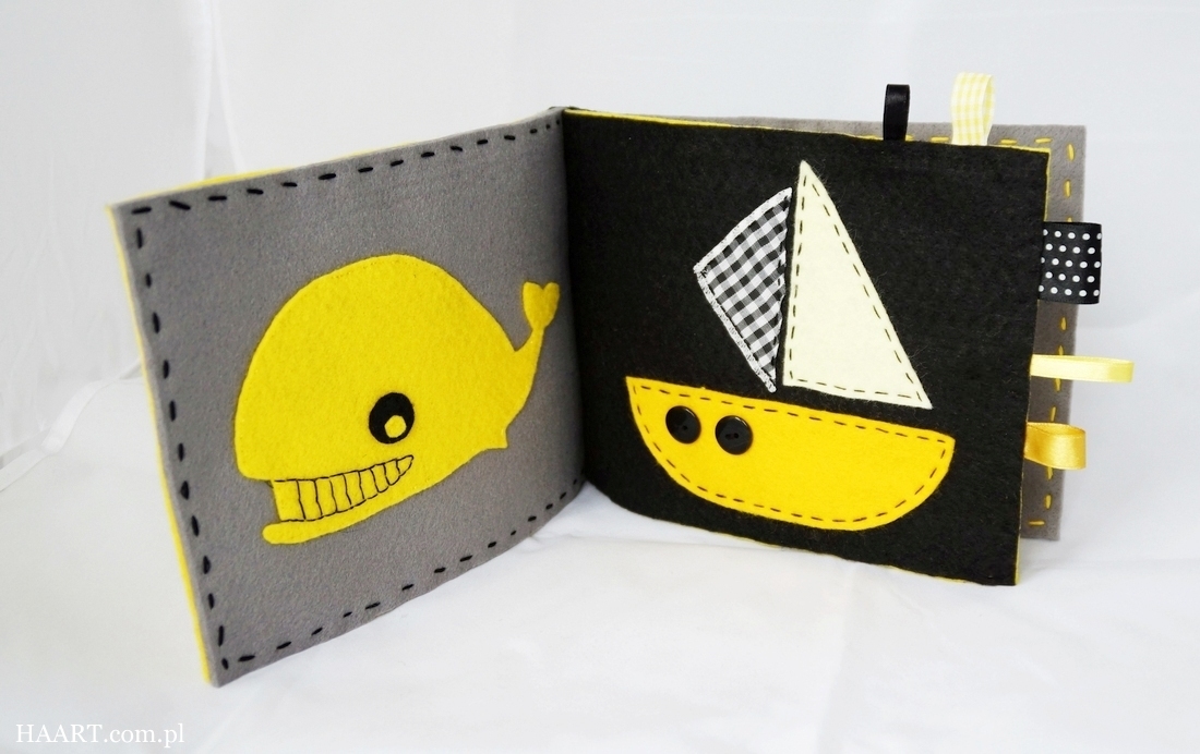 filcowa książeczka malucha, czarny, żółty, zabawka dla dziecka