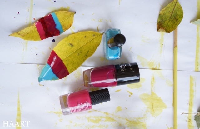 malowanie liści, liście, lakier do paznokci, papier - haart.pl blog diy zrób to sam 3