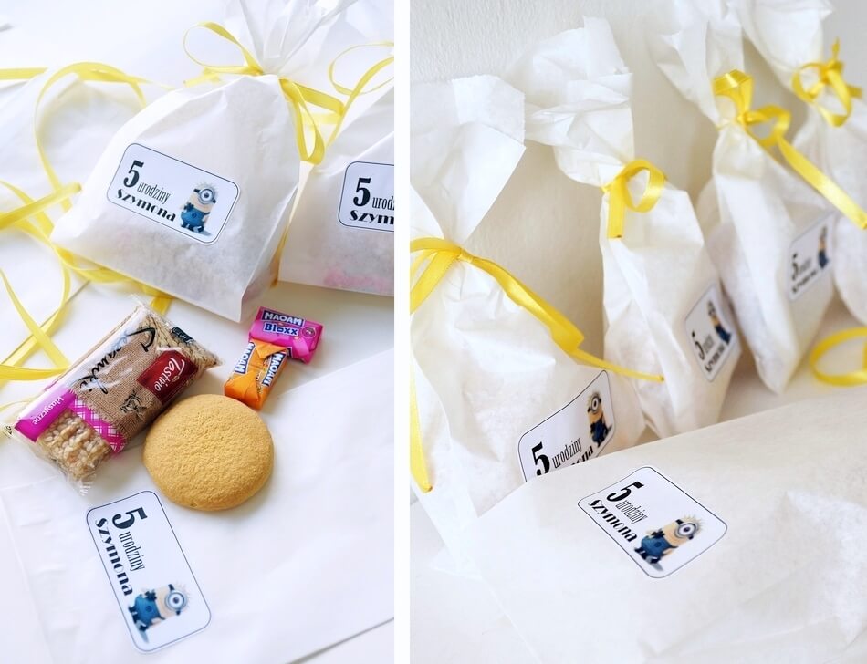 minionki, urodzinowe torebki na słodycze dla dzieci