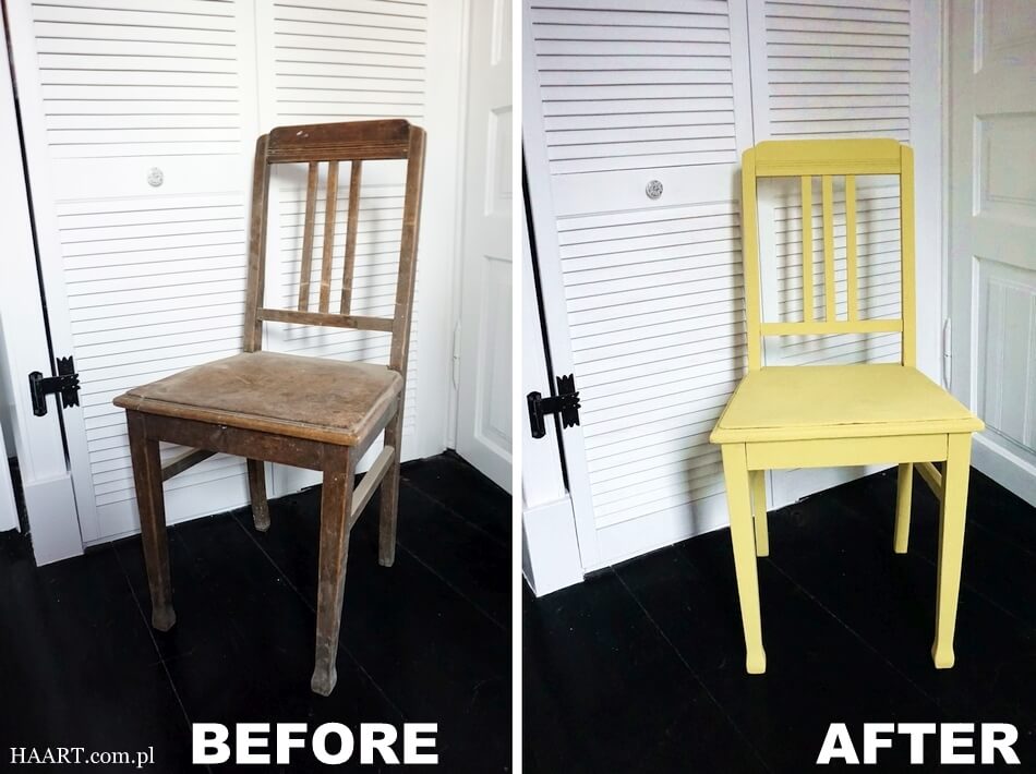 odnawianie starego krzesła diy, szlifowanie, malowanie