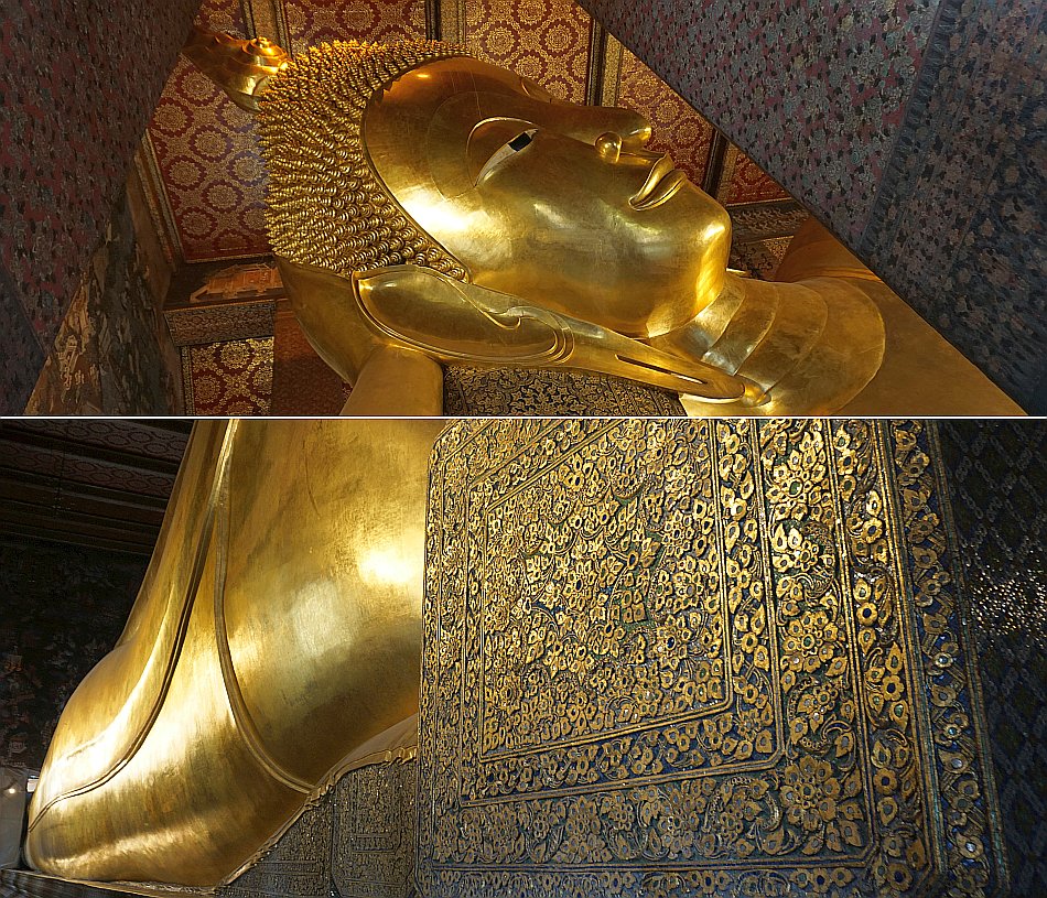 bangkok wat pho leżący budda odpoczywający złoty świątynie