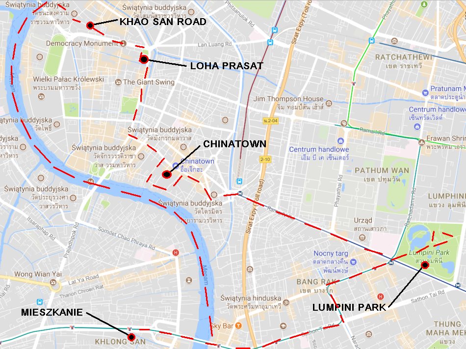 Bangkok zwiedzanie - Khao San, Chinatown, Lumpini Park - haart.pl blog diy zrób to sam mapa google