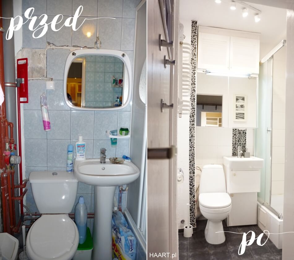 remont małej łazienki, zdjęcia przed i po remoncie