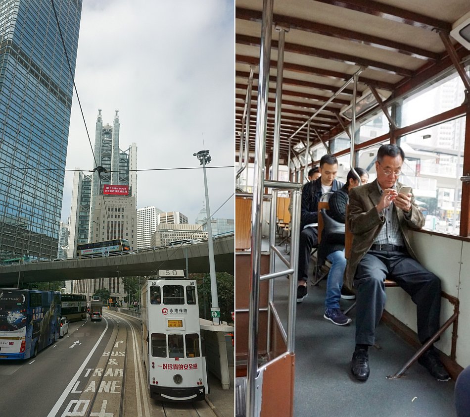 warszawa hong kong tramwaj wnętrze pasażerowie ulica