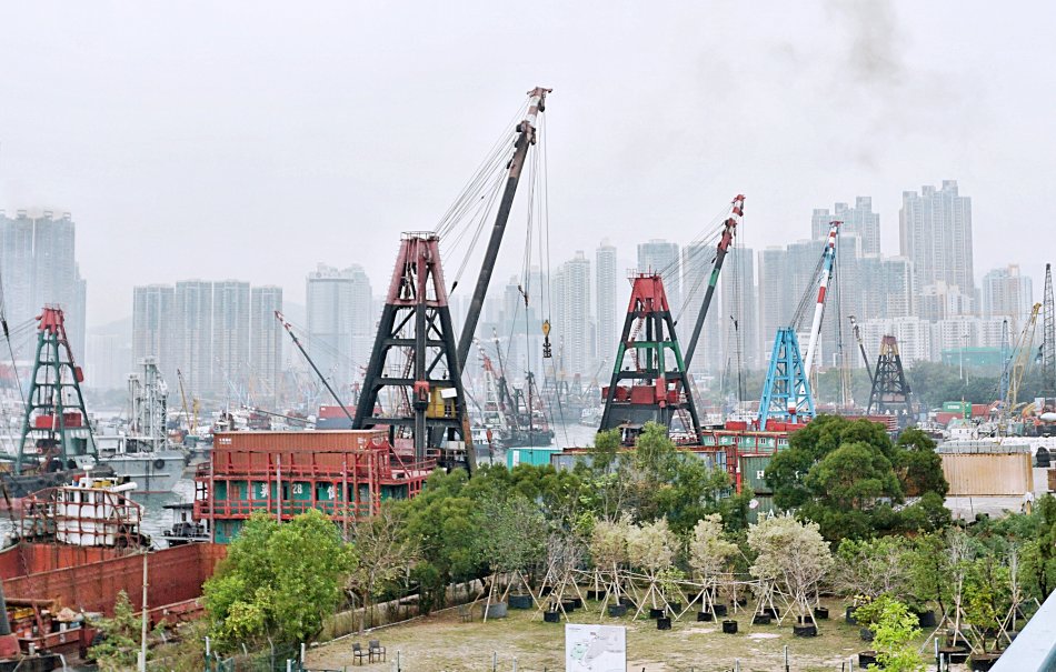 żurawie portowe w hong kongu, port kontenerowy