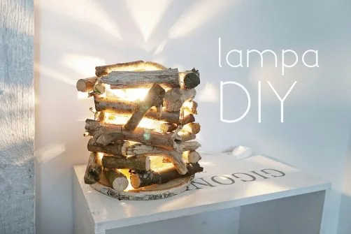 ręcznie robiona lampa z patyków