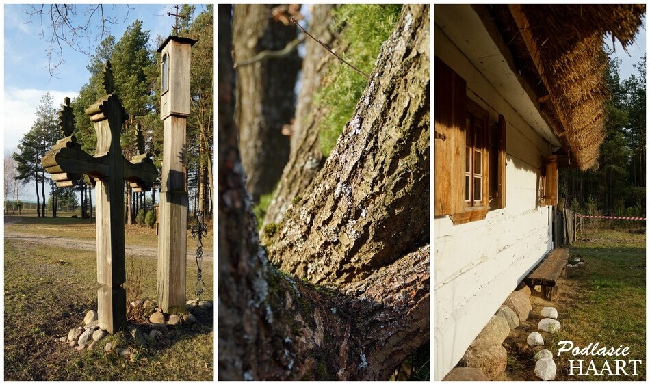 białostockie muzeum wsi w wasilkowie, stara chata bielona i krzyże