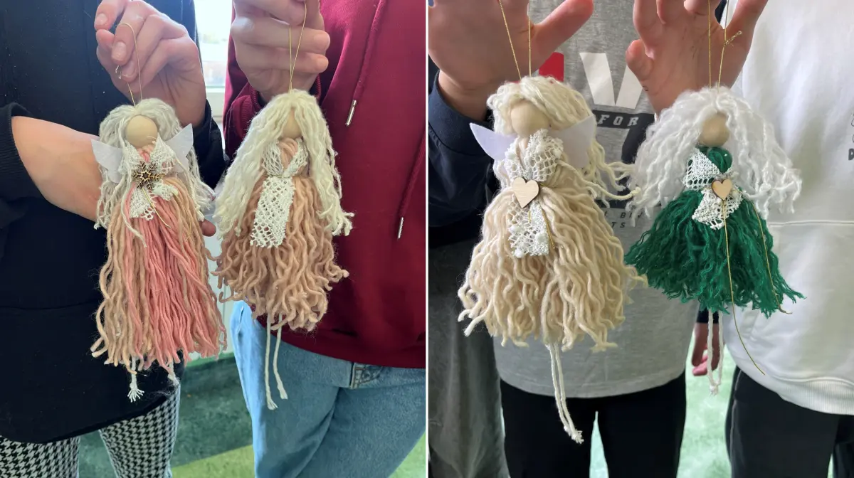 anioły ze sznurków warsztaty w szkole 