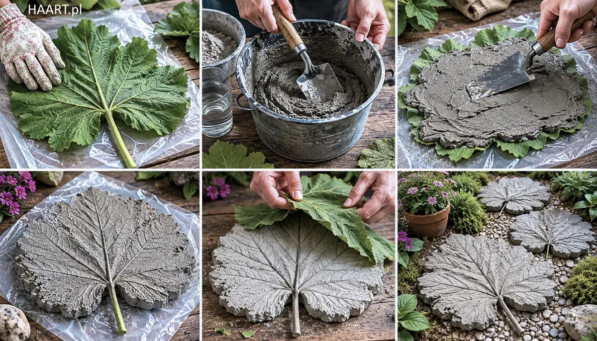 liście z betonu DIY